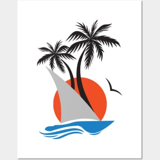 Palm trees on Beach Posters and Art